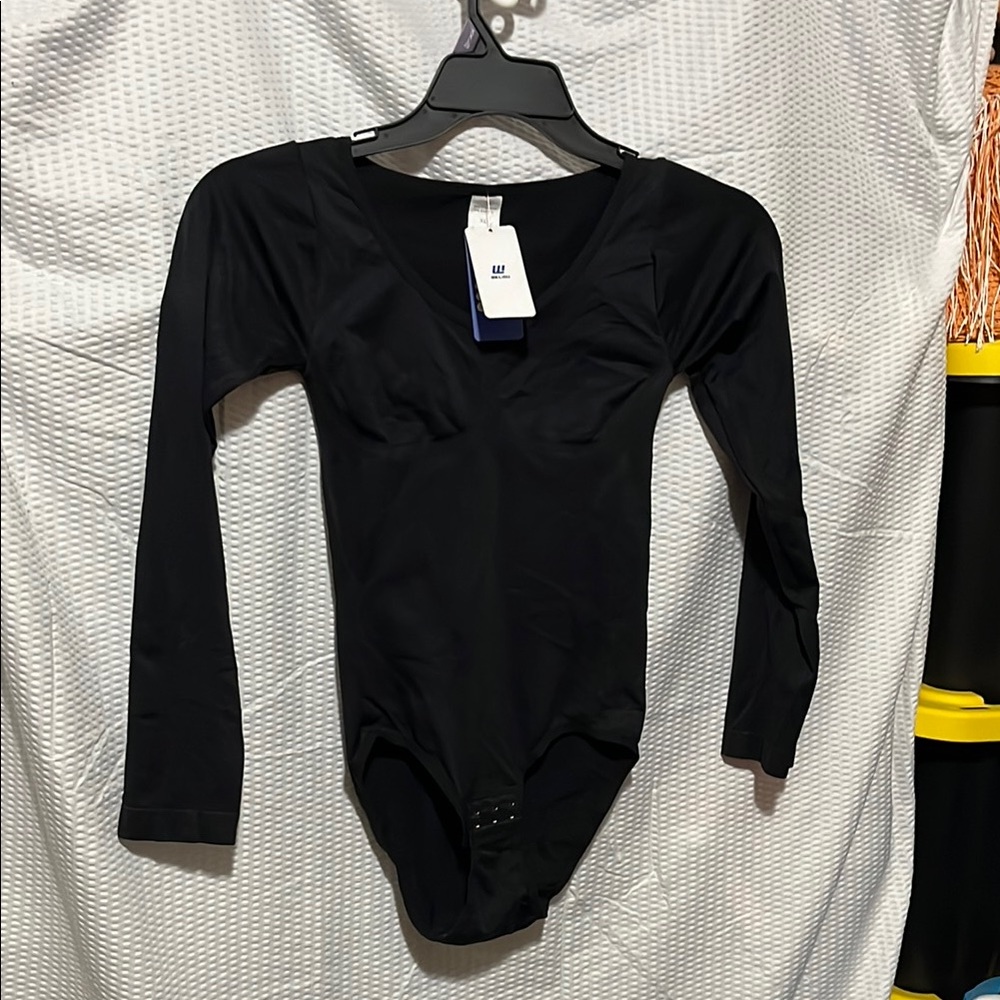 Black Long Sleeve Fitted Bodysuit